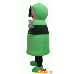 Mascot grønn og svart mann, med 3D-briller - MASFR24366 - Ikke-klassifiserte Mascots