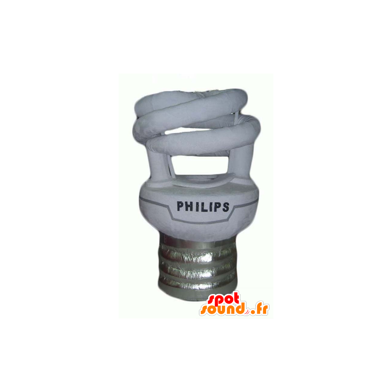 Maskot obří žárovka, bílá a šedá, Philips - MASFR24367 - maskoti Bulb