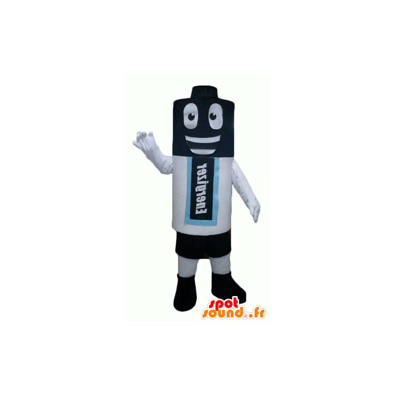 Mascot giant battery, black, white and blue - MASFR24369 - Mascots of objects