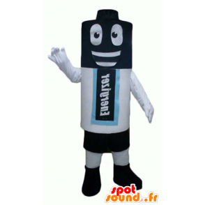 Mascot gigantische batterij, zwart, wit en blauw - MASFR24369 - mascottes objecten