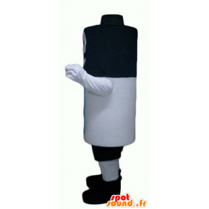 Mascot gigantische batterij, zwart, wit en blauw - MASFR24369 - mascottes objecten