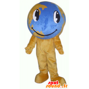 Mascot bruine en blauwe wereldbol, reuze - MASFR24372 - mascottes objecten