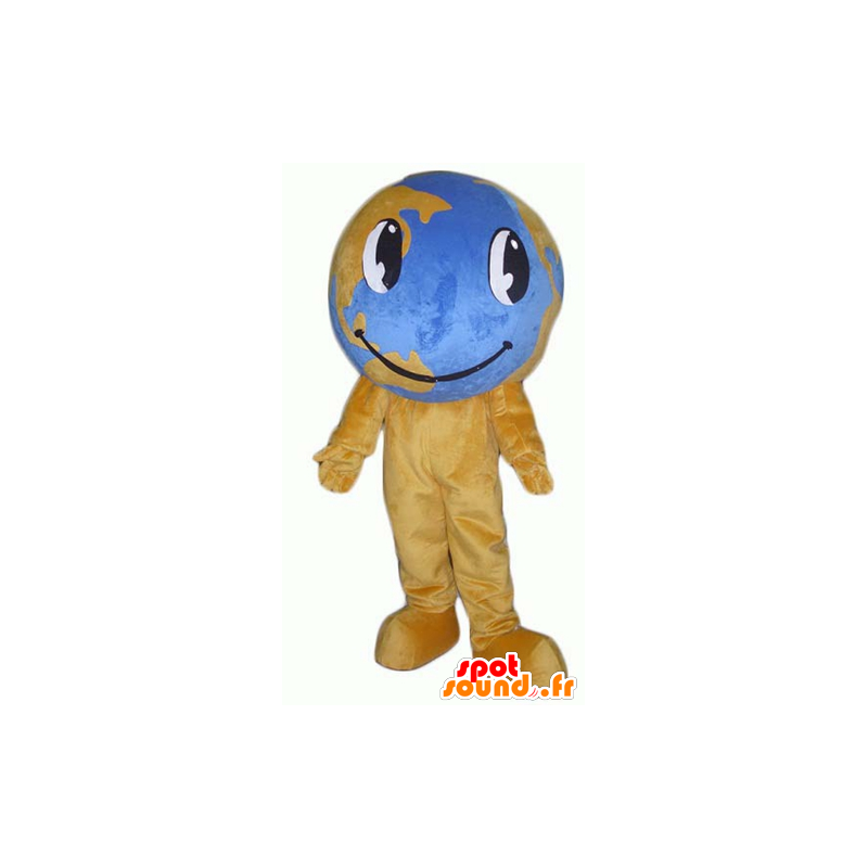 Brun og blå verdenskort maskot, kæmpe - Spotsound maskot kostume