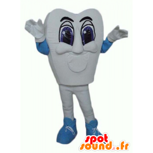 Mascot hvit og blå tann, gigantiske og imponerende - MASFR24373 - Ikke-klassifiserte Mascots