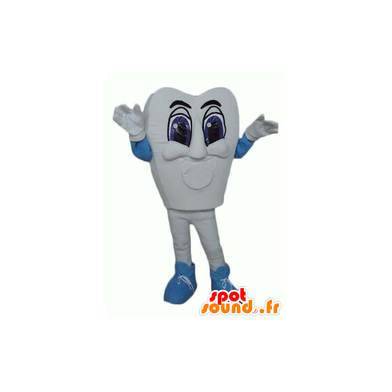 Mascot wit en blue tooth, gigantische en indrukwekkende - MASFR24373 - Niet-ingedeelde Mascottes