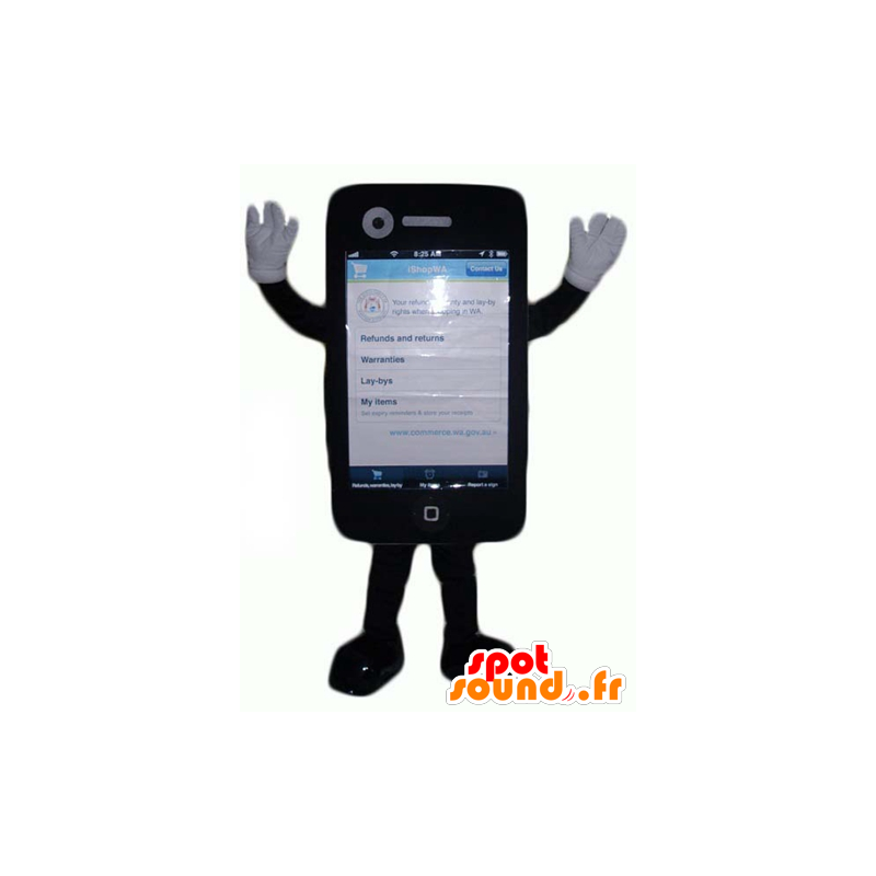 Mascotte tocco del telefono mobile gigante nero - MASFR24375 - Mascottes de téléphone