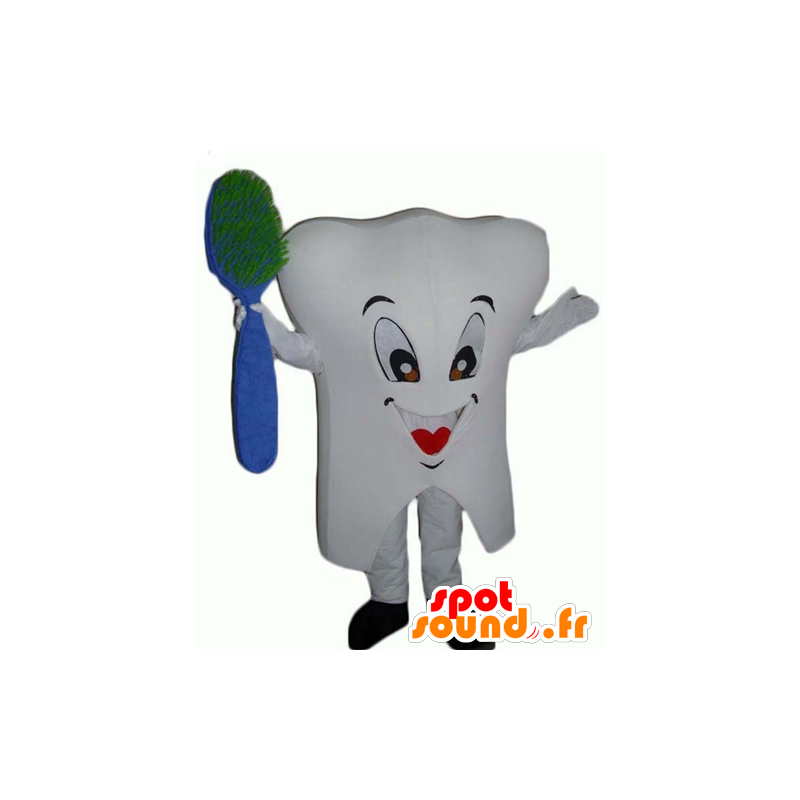 Mascote dente branca, gigante, com uma escova - MASFR24376 - Mascotes não classificados