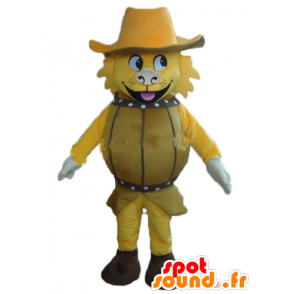 Yellow Dog Mascot, w beczce z kapelusza - MASFR24381 - dog Maskotki