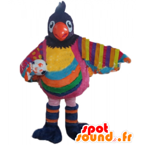 Mascotte large multicolored bird with a ball - MASFR24382 - Mascot of birds