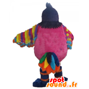 Mascotte de grand oiseau multicolore, avec un ballon - MASFR24382 - Mascotte d'oiseaux