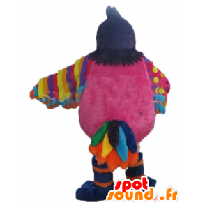 Mascotte large multicolored bird with a ball - MASFR24382 - Mascot of birds