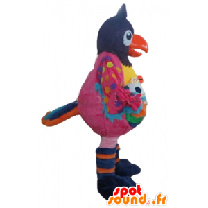 Mascotte gran pájaro multicolor con una pelota - MASFR24382 - Mascota de aves