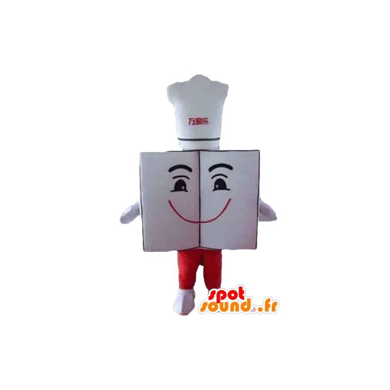 Restaurant menu mascot, giant and smiling, with a toque - MASFR24384 - Mascots of objects