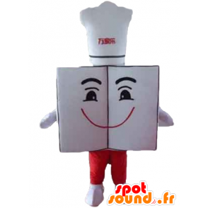 Restaurant menu mascotte, reus en lachend, met een toque - MASFR24384 - mascottes objecten