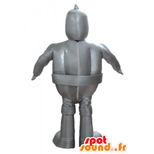 Mascot metallic grijze robot, reus en lachend - MASFR24385 - mascottes Robots