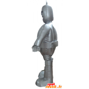 Mascote metálica robô cinza, gigante e sorrindo - MASFR24385 - mascotes Robots