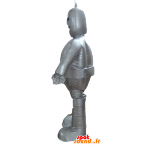 Mascot metallic grijze robot, reus en lachend - MASFR24385 - mascottes Robots