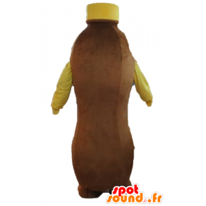 Bruine en gele fles mascotte, chocoladedrank - MASFR24387 - mascottes Flessen