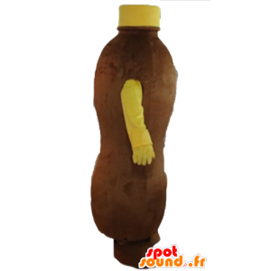 Maskot brun og gul flaske, chokoladedrik - Spotsound maskot