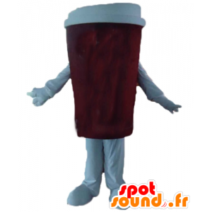 Coffee cup mascot, red and white - MASFR24391 - Mascots of objects
