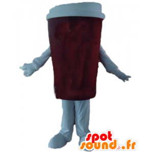 Kopje koffie mascotte, rood en wit - MASFR24391 - mascottes objecten