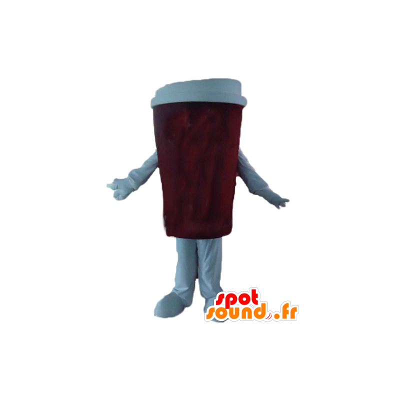 Kopje koffie mascotte, rood en wit - MASFR24391 - mascottes objecten