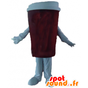 Kaffeetasse-Maskottchen, rot und weiß - MASFR24391 - Maskottchen von Objekten