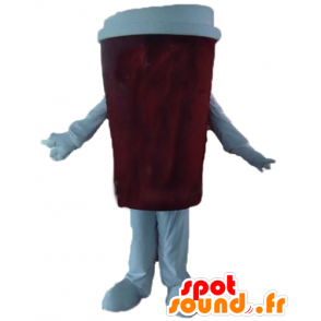 Kopje koffie mascotte, rood en wit - MASFR24391 - mascottes objecten