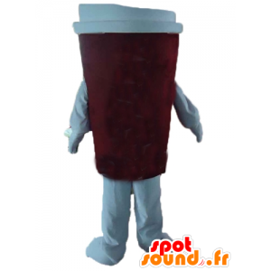 Kopje koffie mascotte, rood en wit - MASFR24391 - mascottes objecten