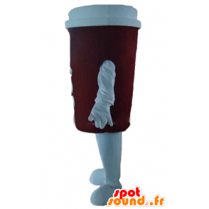 Kopje koffie mascotte, rood en wit - MASFR24391 - mascottes objecten