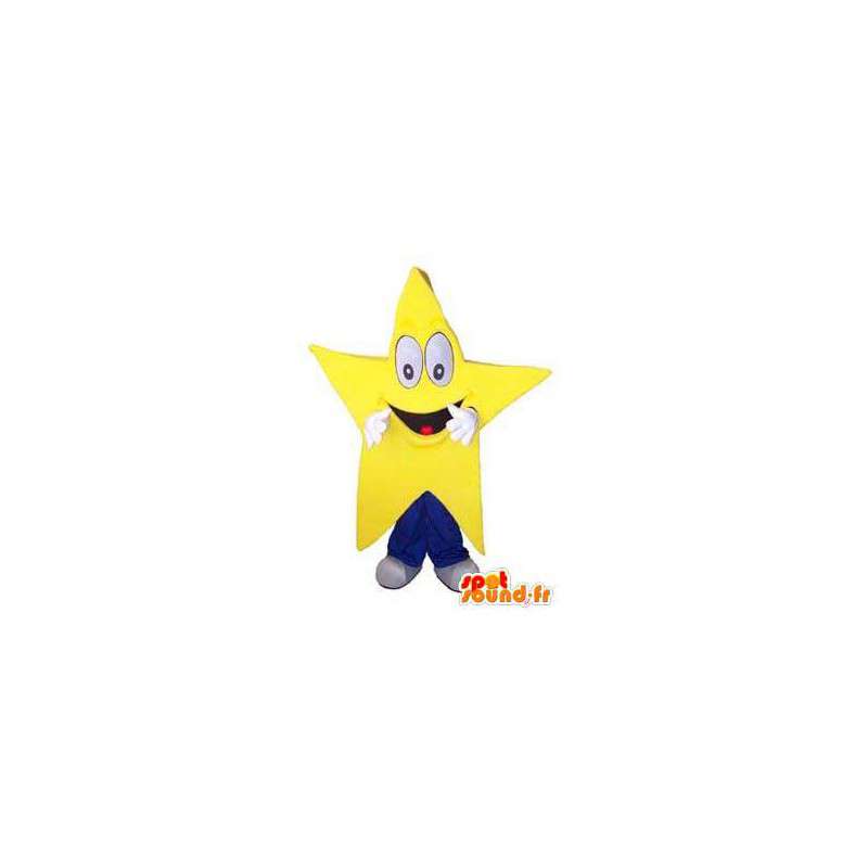 Kæmpe og smilende gul stjernemaskot. Stjernekostume - Spotsound