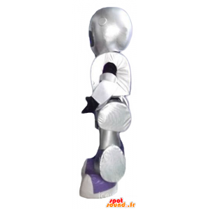 Mascotte de robot gris métallisé, géant et impressionnant - MASFR24395 - Mascottes de Robots