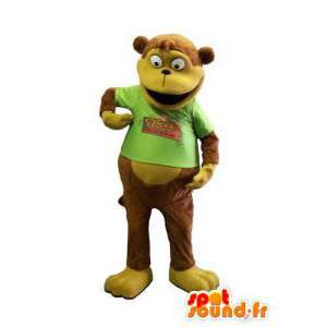 Hnědá opice maskot s zelené košili - MASFR006682 - Monkey Maskoti