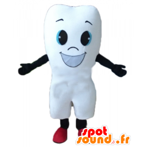 Jätte vit tandmaskot, med ett brett leende - Spotsound maskot