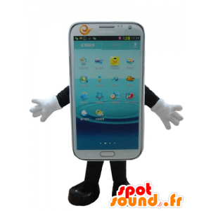 Cell Phone White mascot, touchscreen - MASFR24400 - Mascottes de téléphone