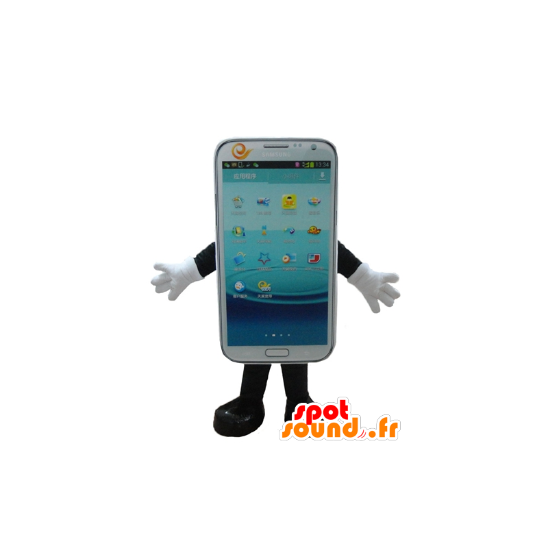 Cell Phone White mascot, touchscreen - MASFR24400 - Mascottes de téléphone