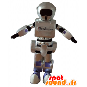 Robot mascotte, grigio, nero e viola, gigante, grande successo - MASFR24402 - Mascotte dei robot