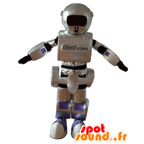 Mascotte de robot, gris, noir et violet, géant, très réussi - MASFR24402 - Mascottes de Robots