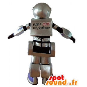 Mascotte de robot, gris, noir et violet, géant, très réussi - MASFR24402 - Mascottes de Robots