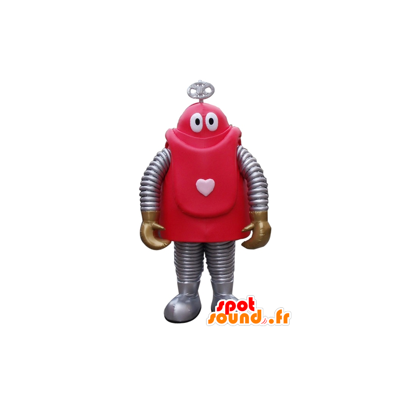 Mascotte de robot rouge et gris de dessin animé - MASFR24403 - Mascottes de Robots