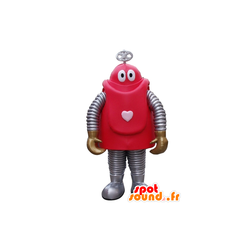 Tegneserie rød og grå robot maskot - Spotsound maskot kostume