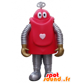 Maskot červené a šedé robot karikatura - MASFR24403 - Maskoti roboty