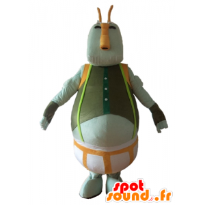 Mascot iso mies, harmaa hirviö, vihreä ja oranssi - MASFR24404 - Mascottes non-classées