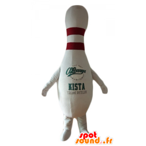 Hvid og rød bowlingmaskot, kæmpe - Spotsound maskot kostume