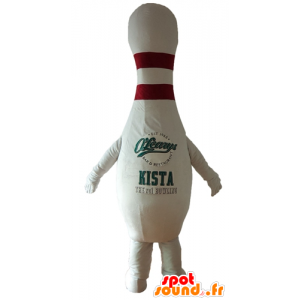Hvid og rød bowlingmaskot, kæmpe - Spotsound maskot kostume