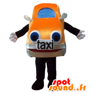 Taksi maskotti, oranssi ja sininen auto jättiläinen - MASFR24410 - Mascottes d'objets