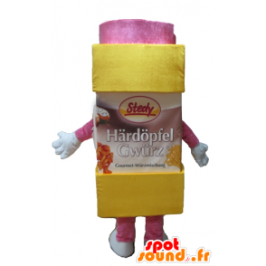 Mascotte de sucre en poudre, de sucre glace, jaune et rose - MASFR24413 - Mascottes d'objets