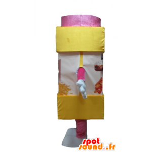 Mascotte de sucre en poudre, de sucre glace, jaune et rose - MASFR24413 - Mascottes d'objets