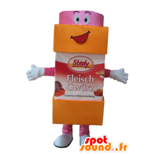 Sugar pot mascot, icing sugar, orange and pink - MASFR24414 - Food mascot