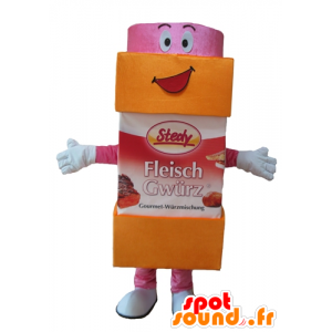 Suiker pot mascotte, poedersuiker, oranje en roze - MASFR24414 - food mascotte